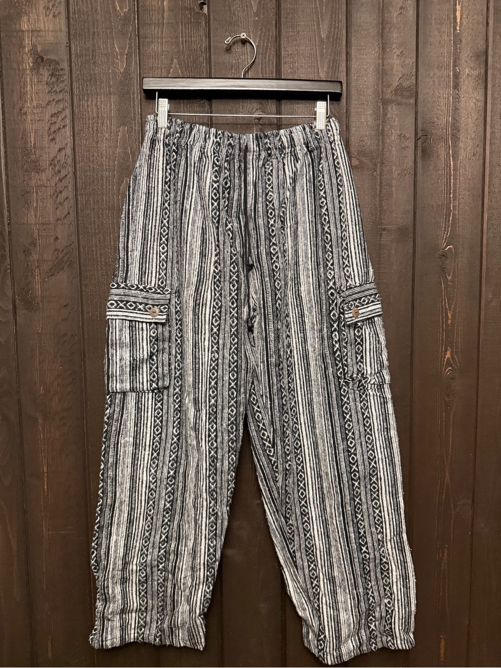 Kathmandu Imports Baggy Pants Striped Boho Hippie Sz M/L Black/White NWT NEW!!
